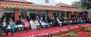 The President, Pranab Mukherjee, the Vice President,  M. Hamid Ansari, the Prime Minister, Narendra Modi, the former Prime Minister, Dr. Manmohan Singh, the Union Minister for Defence,  Manohar Parrikar and other dignitaries, at the "At Home" function, on the occasion of 68th Army Day, in New Delhi on January 15, 2016.