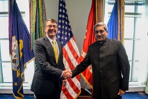 Secretary of Defense Ash Carter and India's Minister of Defense Manohar Parrikar :File Picture