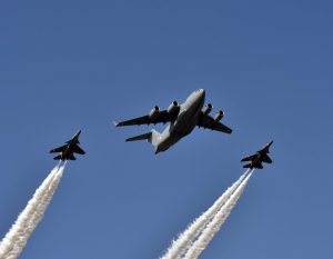 The flypast  led by Advanced Light Helicopters Weapon System Integrated