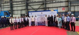 The steel cutting ceremony for the second Fleet Support Ship for the Indian Navy was held at Kattupalli