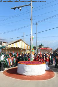 Indian national flag at Tral Chowk on the occasion of India’s 76th Republic Day